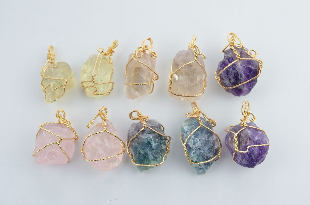 Natural Stone Pendant Necklace with Irregular Crystal