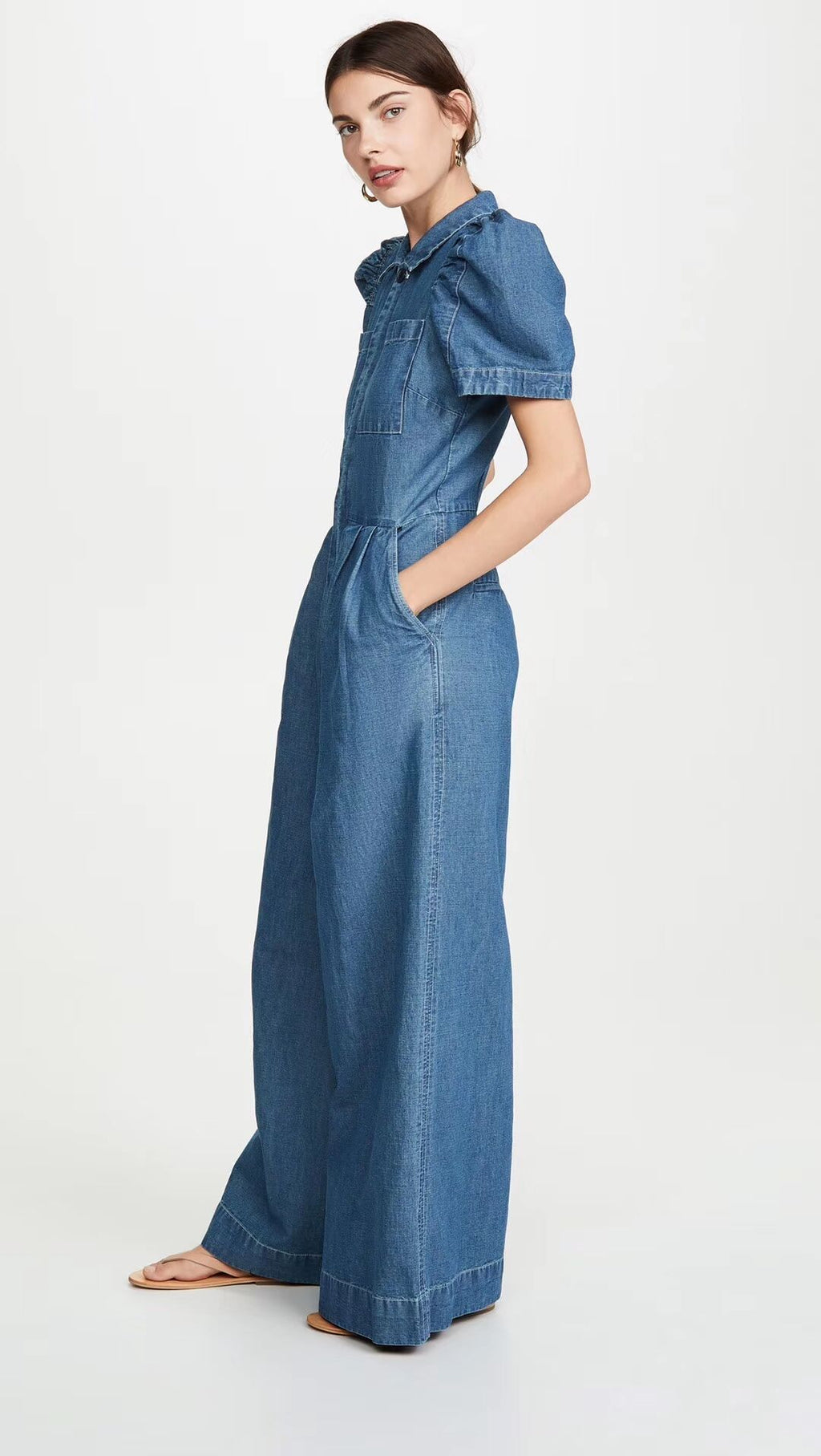 2020 Summer Fashion Casual Denim Jumpsuit with Belt