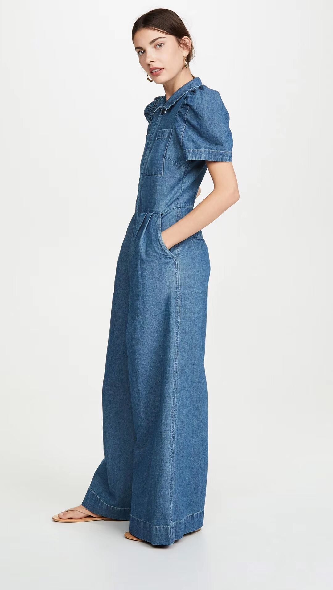 2020 Summer Fashion Casual Denim Jumpsuit with Belt