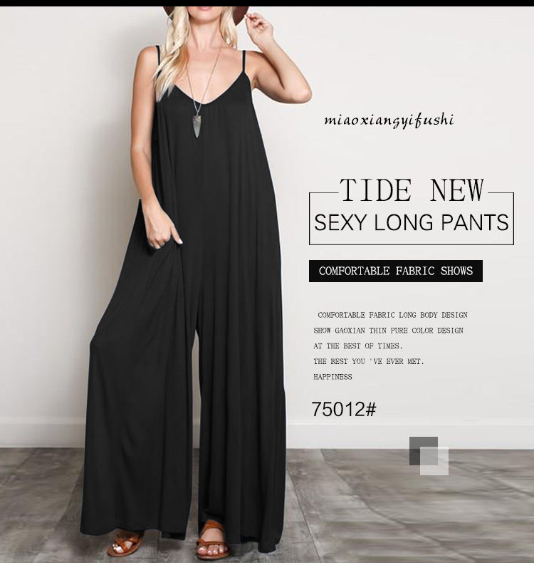 Summer Fashion Sexy V-Neck Backless Jumpsuit