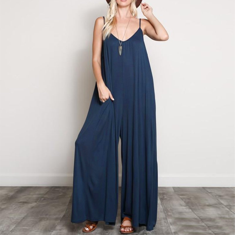 Summer Fashion Sexy V-Neck Backless Jumpsuit