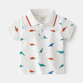 Boys' White Polo Shirt with Print - Summer Fashion