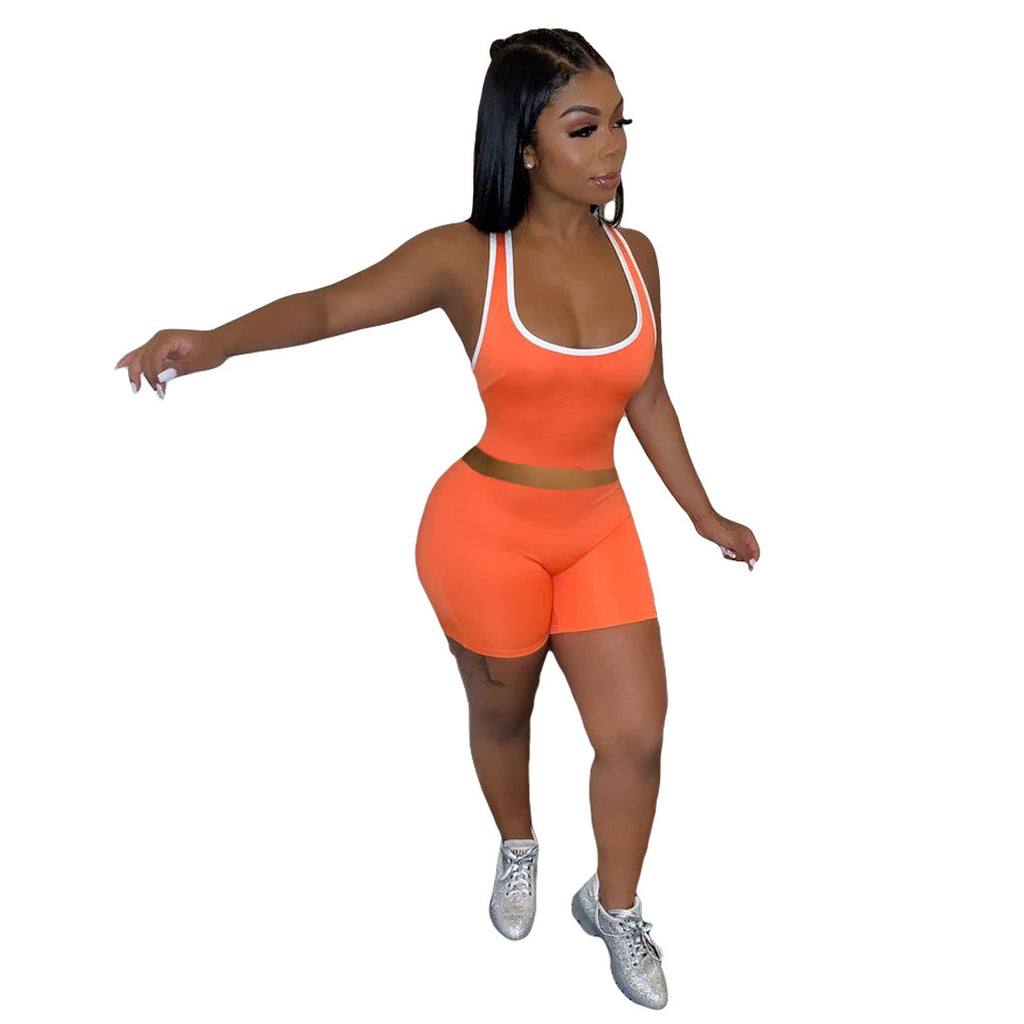 Y8016 Summer Fashion Sexy Sports Tank and Shorts Set