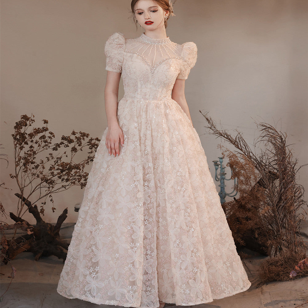 Light Luxury Lace Toast Clothing with Puff Sleeves