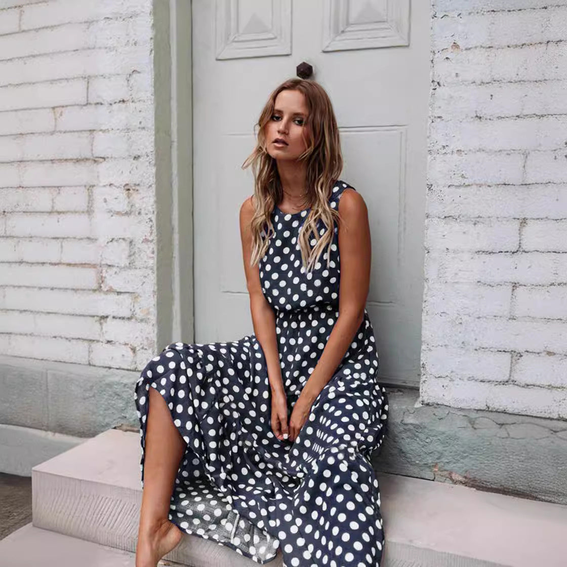 2024 Spring Summer Fashion Floral Polka Dot Dress