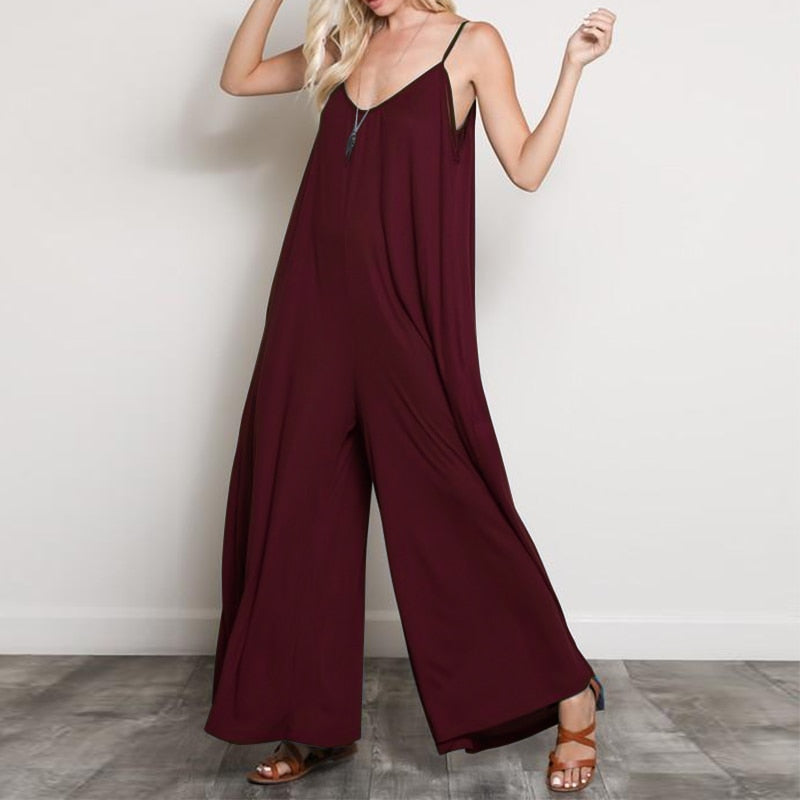 Summer Fashion Sexy V-Neck Backless Jumpsuit