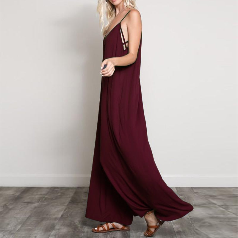 Summer Fashion Sexy V-Neck Backless Jumpsuit