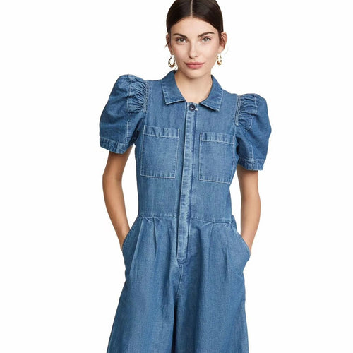 2020 Summer Fashion Casual Denim Jumpsuit with Belt