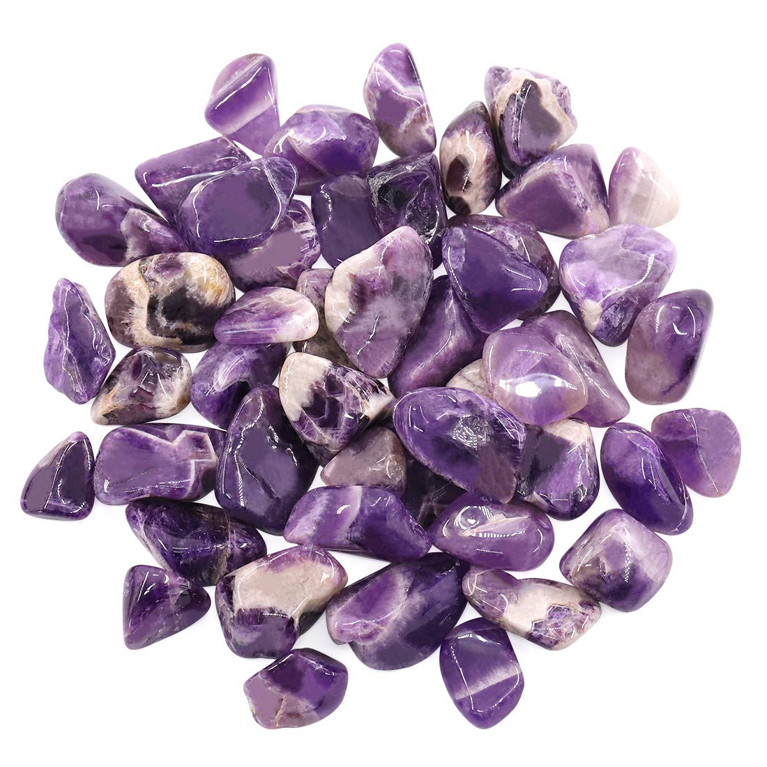 Hilitchi 1lb Bulk Large Natural Tumbled Polished Brazilian Stones Gemstone Healing Crystals Quartz for Wicca Reiki and Energy Crystal Healing (Amethyst About 1lb/450g/16oz/bag)