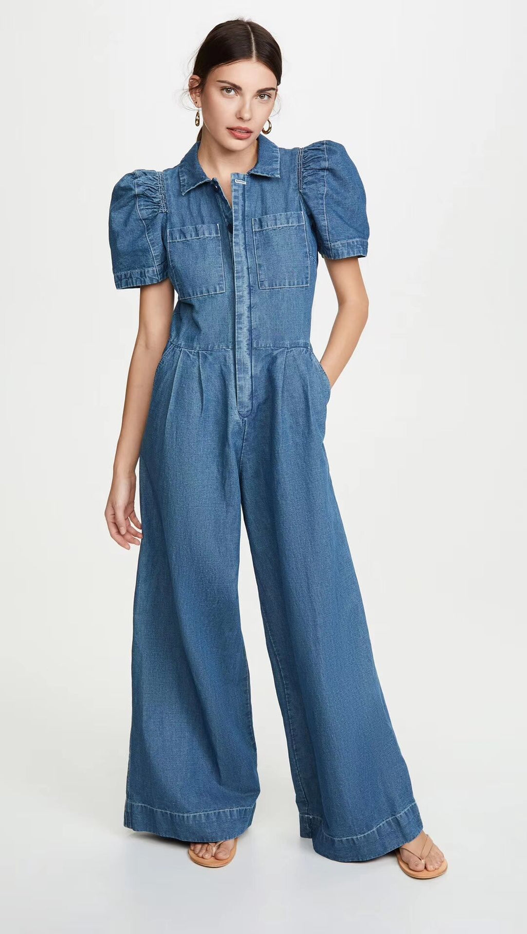 2020 Summer Fashion Casual Denim Jumpsuit with Belt