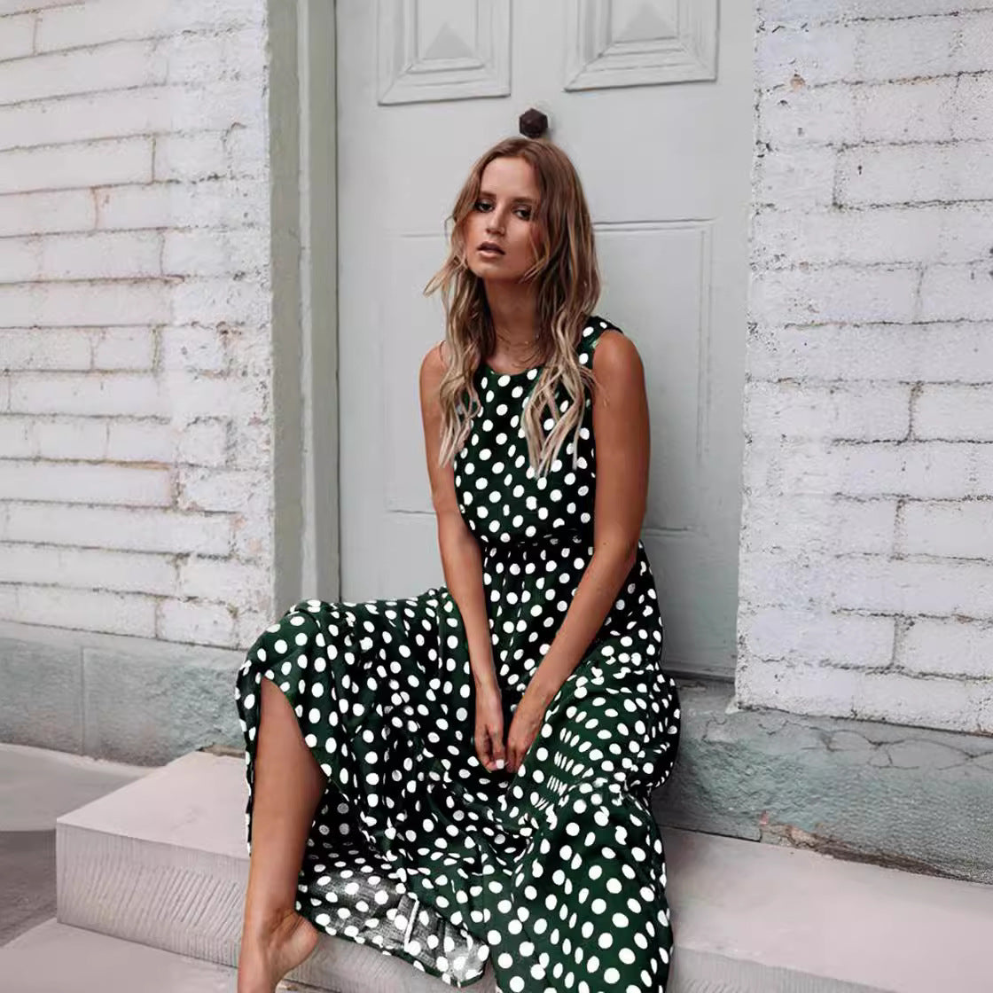 2024 Spring Summer Fashion Floral Polka Dot Dress