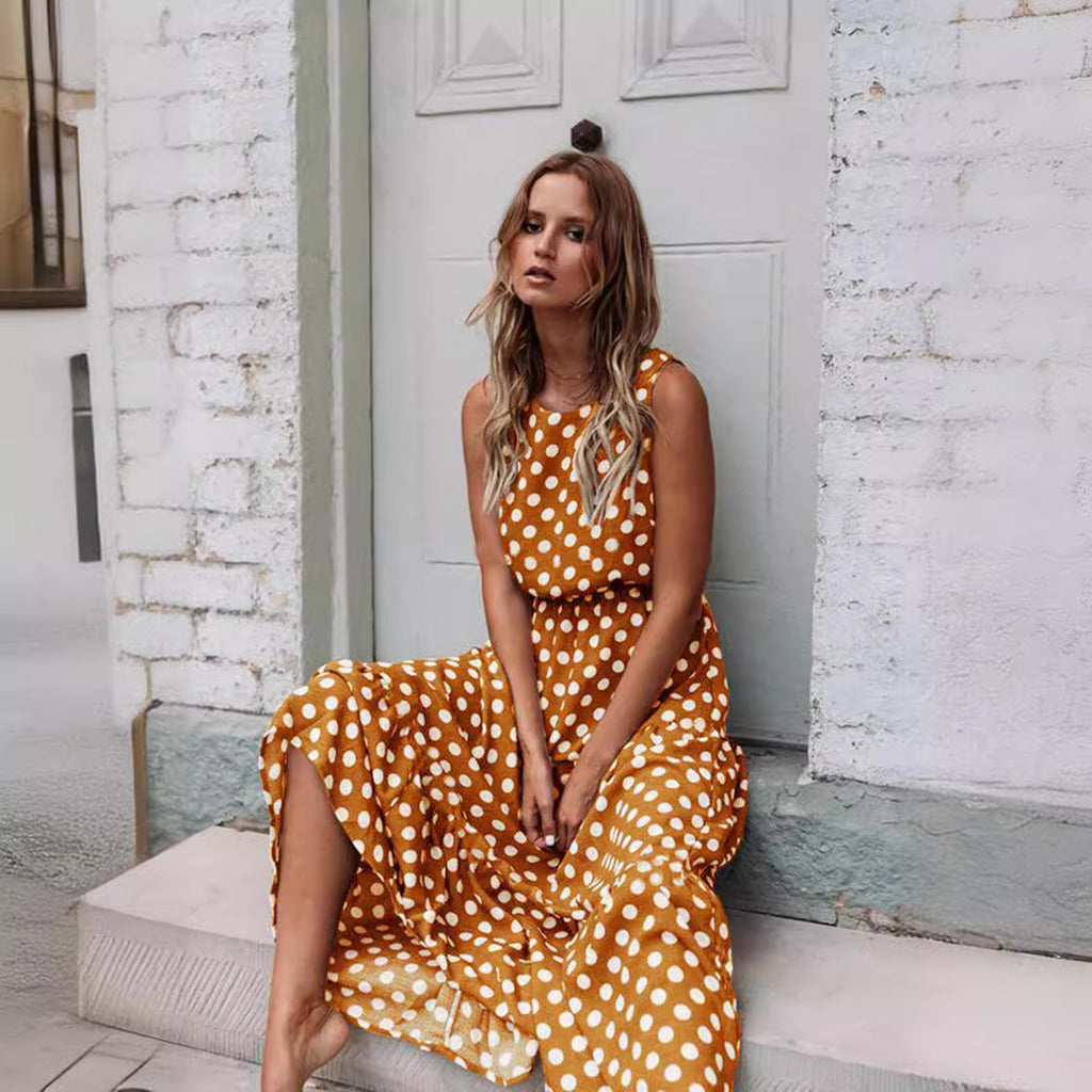 2024 Spring Summer Fashion Floral Polka Dot Dress