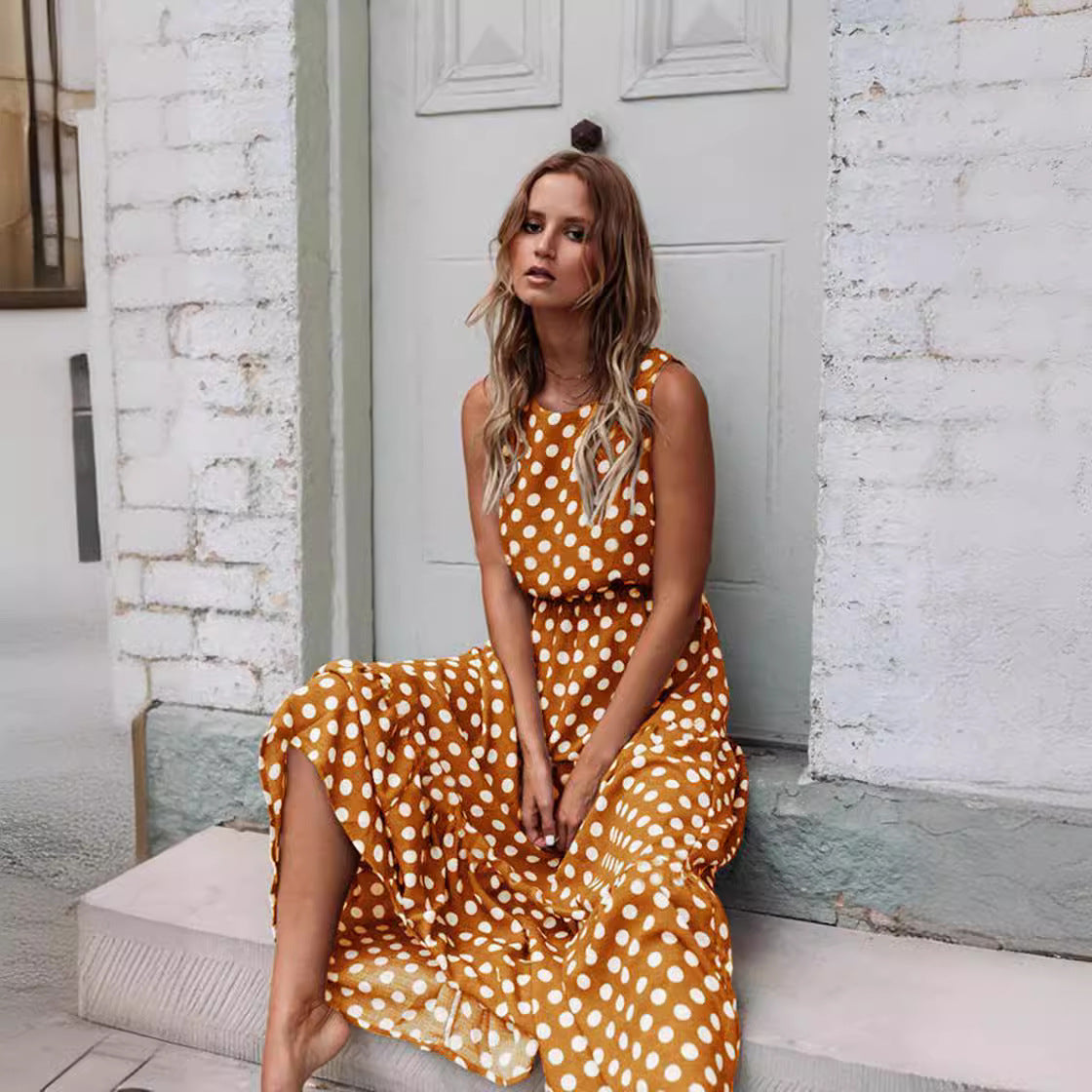 2024 Spring Summer Fashion Floral Polka Dot Dress