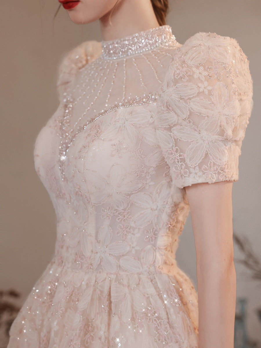 Light Luxury Lace Toast Clothing with Puff Sleeves