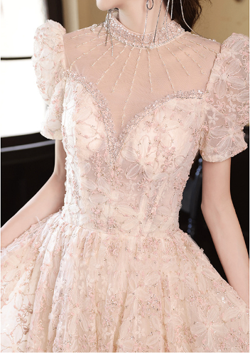 Light Luxury Lace Toast Clothing with Puff Sleeves