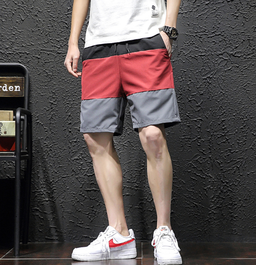 Summer Fashion Trend Stitching Drawstring Sports Shorts