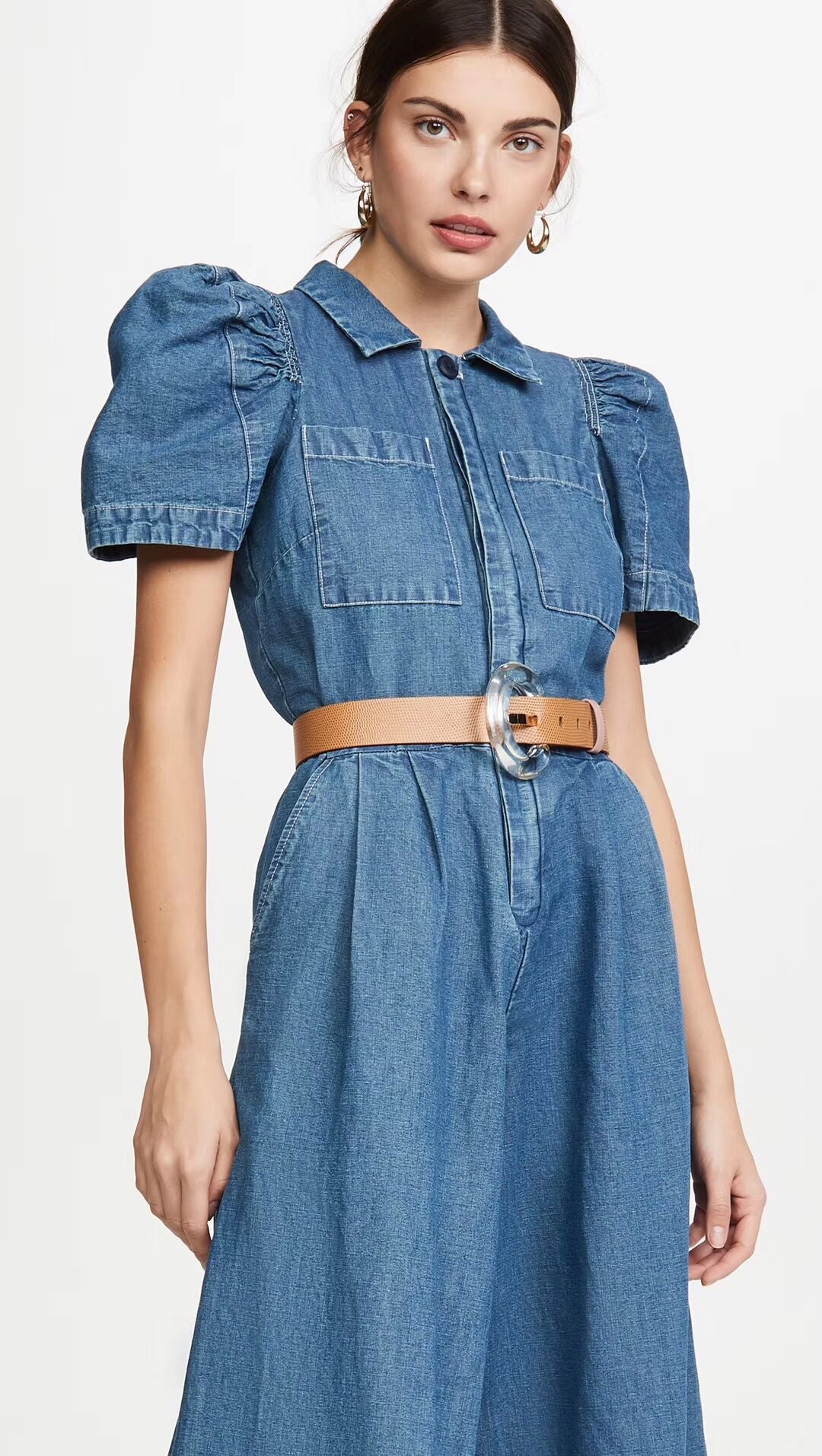 2020 Summer Fashion Casual Denim Jumpsuit with Belt