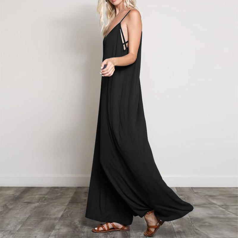 Summer Fashion Sexy V-Neck Backless Jumpsuit