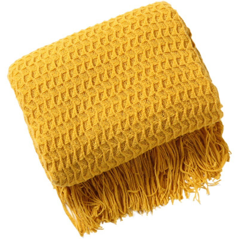 Nordic Style Sofa Blanket with Tassels and Knitting