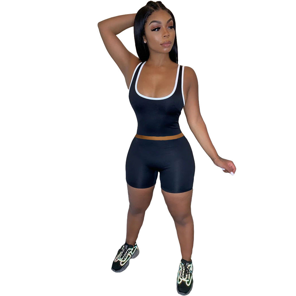 Y8016 Summer Fashion Sexy Sports Tank and Shorts Set