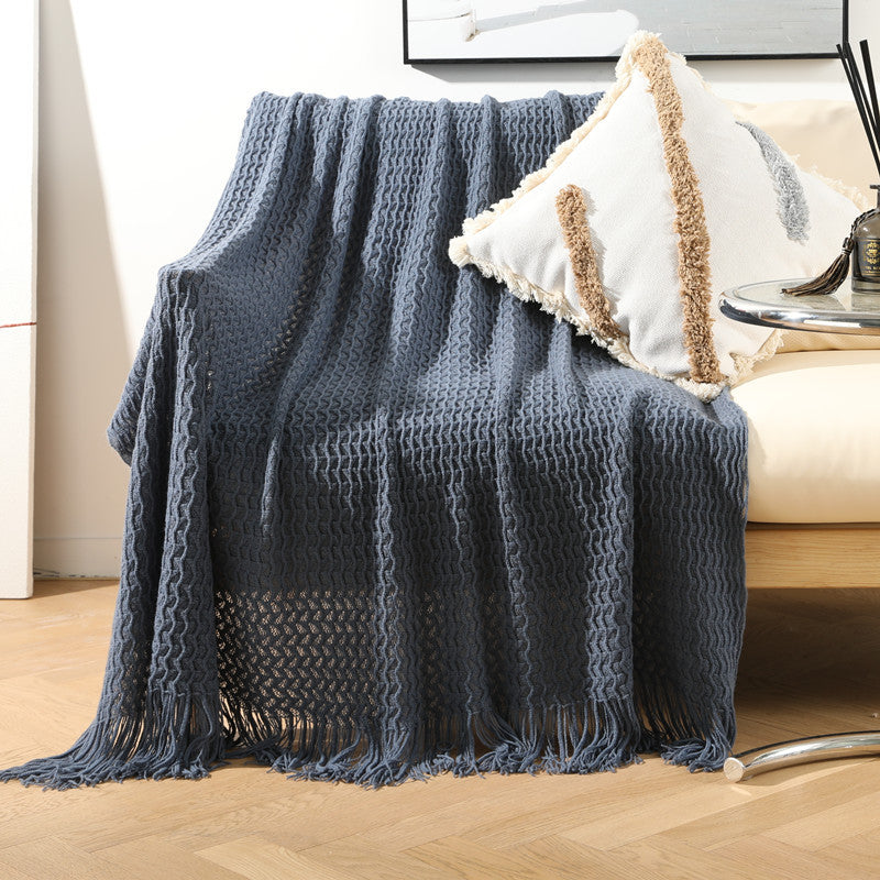 Nordic Style Sofa Blanket with Tassels and Knitting