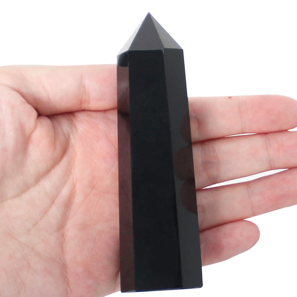 Obsidian Crystal Wand-1 Pc 3.5"-3.9" Natural Obsidian Crystal Wands Healing Crystal and Stones Natural Obsidian Stone Tower Gift Box Packaging